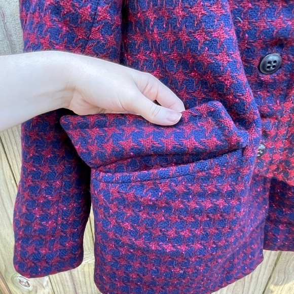 Vintage Pendleton 100% Virgin Wool Made in USA Houndstooth Pea Coat - Picture 4 of 10